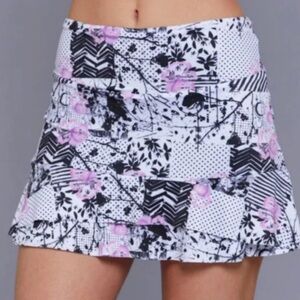 DENISE CRONWALL Print Collage Two Tier Women's Tennis Skort M